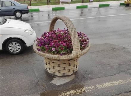 گلدان فایبرگلاس طرح سبد زرین کار